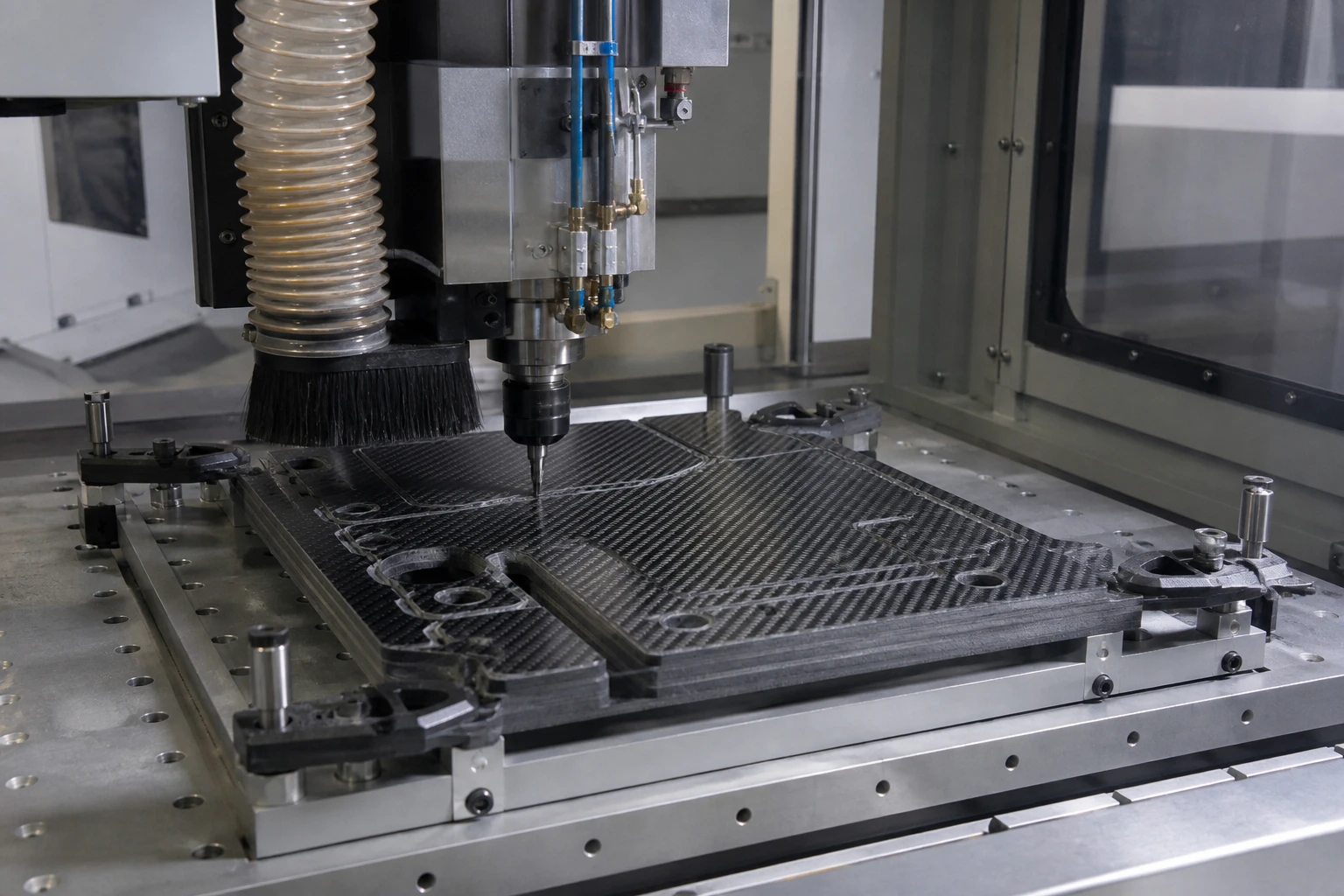 CNC machining carbon fiber components at Justar